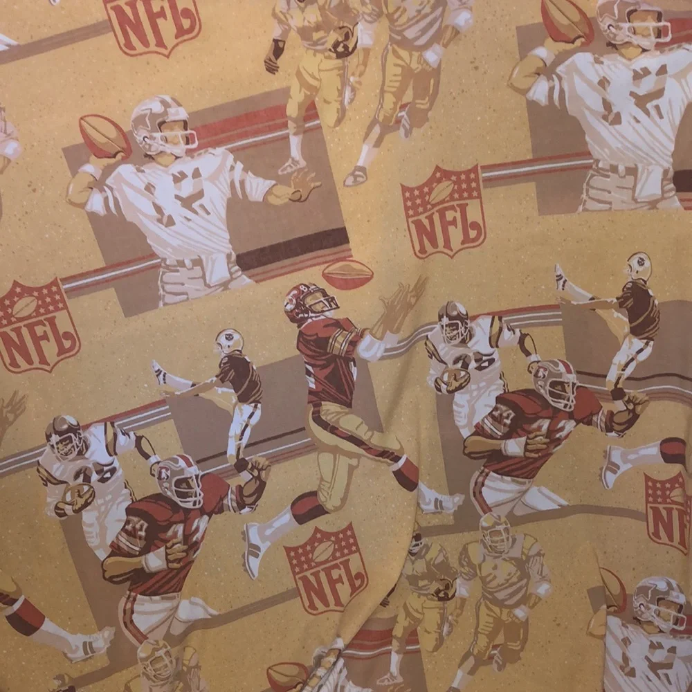 NFL Football VTG Brown Flat Sheet Vintage Football Bedding NFL 1980s NFL